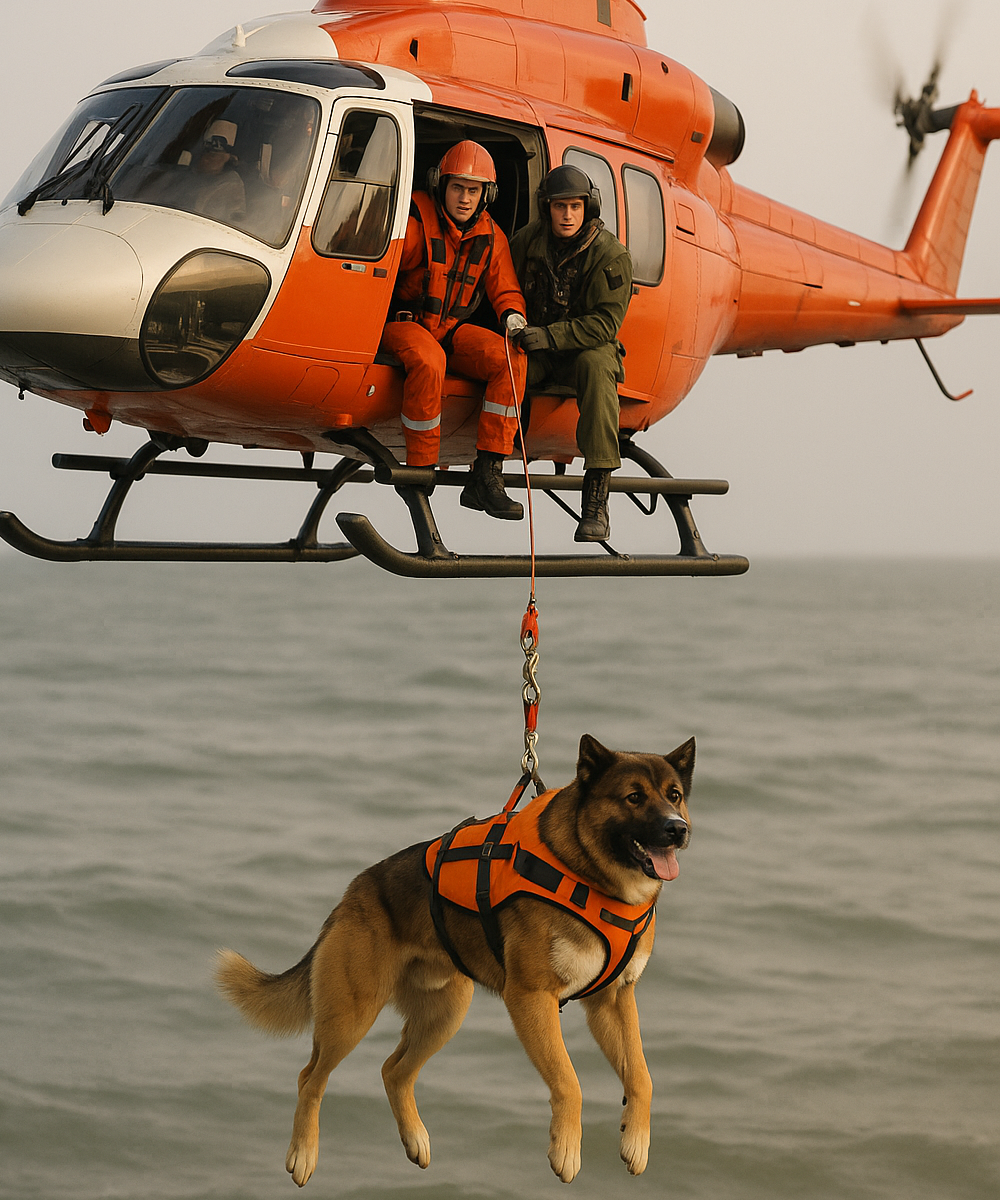 A Rescue Dog Jumped From a Helicopter Into the Lake