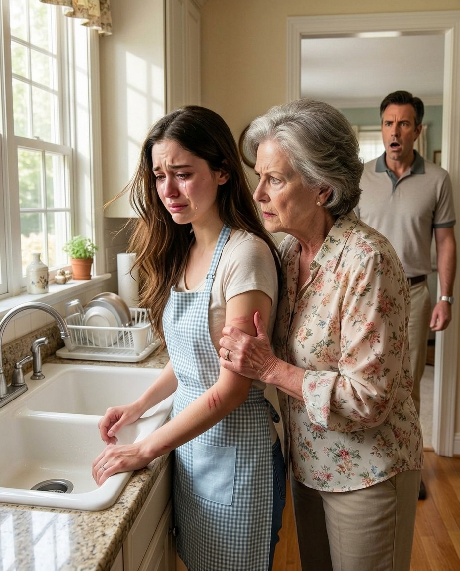I used to think my wife was just clumsy—always brushing off the bruises on her wrists with, “I bumped into something, it’s nothing.” Then the kitchen camera showed my mother crushing her wrist and whispering, “Don’t let my son find out.” I replayed it three times, and what made my bl:ood run cold wasn’t just that moment