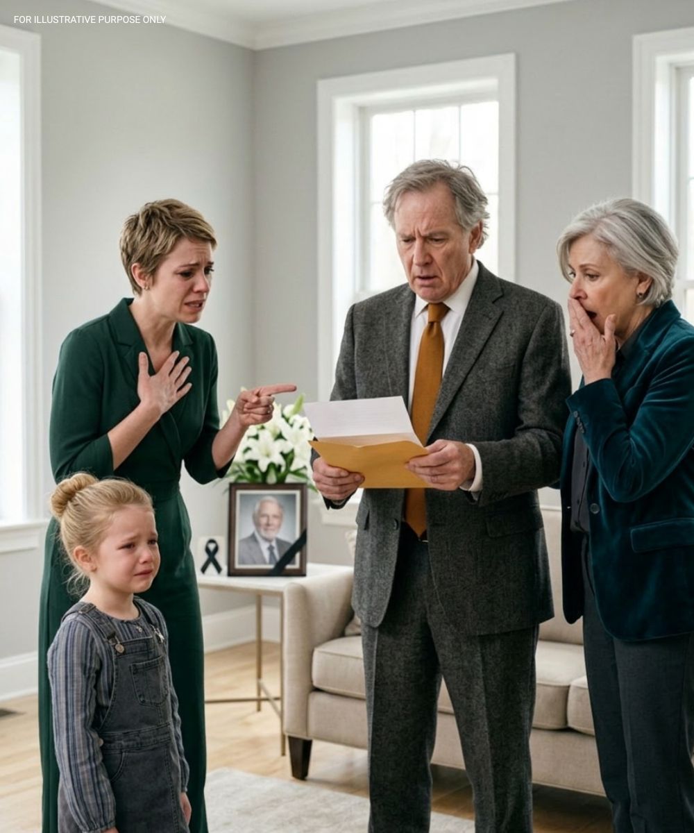 I called my parents to say my husband had di3d, but they were too busy celebrating my sister’s birthday. Days later, they showed up demanding half his inheritance—until my 8-year-old daughter handed them an envelope that made their hands shake.